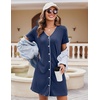 image:imageEkouaer Womens Nightgown Button Down Nightshirt Short Sleeve Sleepshirt Soft V Neck Sleepwear Pajama DressNavy