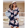 image:imageEkouaer Womens Nightgown Button Down Nightshirt Short Sleeve Sleepshirt Soft V Neck Sleepwear Pajama DressNavy Floral
