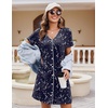 image:imageEkouaer Womens Nightgown Button Down Nightshirt Short Sleeve Sleepshirt Soft V Neck Sleepwear Pajama DressNavy Star