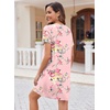 image:imageEkouaer Womens Nightgown Button Down Nightshirt Short Sleeve Sleepshirt Soft V Neck Sleepwear Pajama DressPink Floral