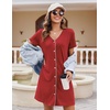 image:imageEkouaer Womens Nightgown Button Down Nightshirt Short Sleeve Sleepshirt Soft V Neck Sleepwear Pajama DressWine Red