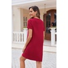image:imageEkouaer Womens Nightgown Button Down Nightshirt Short Sleeve Sleepshirt Soft V Neck Sleepwear Pajama DressWine Red