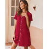 image:imageEkouaer Womens Nightgown Button Down Nightshirt Short Sleeve Sleepshirt Soft V Neck Sleepwear Pajama DressWine Red