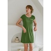 image:imageEkouaer Womens Nightgown Sleep Shirt Dress Satin Patchwork Short Sleeve Sleepwear with PocketArmy Green