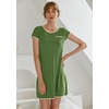 image:imageEkouaer Womens Nightgown Sleep Shirt Dress Satin Patchwork Short Sleeve Sleepwear with PocketArmy Green