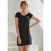 image:imageEkouaer Womens Nightgown Sleep Shirt Dress Satin Patchwork Short Sleeve Sleepwear with PocketBlack