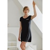image:imageEkouaer Womens Nightgown Sleep Shirt Dress Satin Patchwork Short Sleeve Sleepwear with PocketBlack