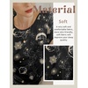 image:imageEkouaer Womens Nightgown Sleep Shirt Dress Satin Patchwork Short Sleeve Sleepwear with PocketBlack Moon Star