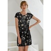image:imageEkouaer Womens Nightgown Sleep Shirt Dress Satin Patchwork Short Sleeve Sleepwear with PocketBlack Moon Star
