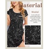 image:imageEkouaer Womens Nightgown Sleep Shirt Dress Satin Patchwork Short Sleeve Sleepwear with PocketBlack Star