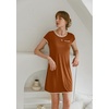 image:imageEkouaer Womens Nightgown Sleep Shirt Dress Satin Patchwork Short Sleeve Sleepwear with PocketCaramel