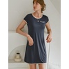 image:imageEkouaer Womens Nightgown Sleep Shirt Dress Satin Patchwork Short Sleeve Sleepwear with PocketDark Grey