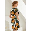 image:imageEkouaer Womens Nightgown Sleep Shirt Dress Satin Patchwork Short Sleeve Sleepwear with PocketFlower Print