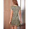 image:imageEkouaer Womens Nightgown Sleep Shirt Dress Satin Patchwork Short Sleeve Sleepwear with PocketKhaki Leopard