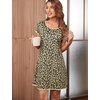 image:imageEkouaer Womens Nightgown Sleep Shirt Dress Satin Patchwork Short Sleeve Sleepwear with PocketKhaki Leopard