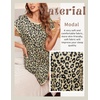 image:imageEkouaer Womens Nightgown Sleep Shirt Dress Satin Patchwork Short Sleeve Sleepwear with PocketKhaki Leopard