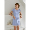 image:imageEkouaer Womens Nightgown Sleep Shirt Dress Satin Patchwork Short Sleeve Sleepwear with PocketLight Blue