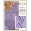 image:imageEkouaer Womens Nightgown Sleep Shirt Dress Satin Patchwork Short Sleeve Sleepwear with PocketLilac