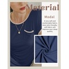 image:imageEkouaer Womens Nightgown Sleep Shirt Dress Satin Patchwork Short Sleeve Sleepwear with PocketNavy Blue