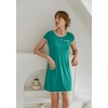 image:imageEkouaer Womens Nightgown Sleep Shirt Dress Satin Patchwork Short Sleeve Sleepwear with PocketPeacock Blue