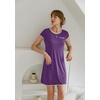 image:imageEkouaer Womens Nightgown Sleep Shirt Dress Satin Patchwork Short Sleeve Sleepwear with PocketPurple