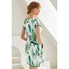 image:imageEkouaer Womens Nightgown Sleep Shirt Dress Satin Patchwork Short Sleeve Sleepwear with PocketWhite Leaf