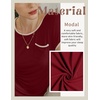 image:imageEkouaer Womens Nightgown Sleep Shirt Dress Satin Patchwork Short Sleeve Sleepwear with PocketWine Red