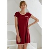 image:imageEkouaer Womens Nightgown Sleep Shirt Dress Satin Patchwork Short Sleeve Sleepwear with PocketWine Red