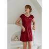 image:imageEkouaer Womens Nightgown Sleep Shirt Dress Satin Patchwork Short Sleeve Sleepwear with PocketWine Red