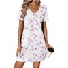 image:imageEkouaer Cotton Nightgowns for Women Short Sleeve Womens Nightgown V Neck Sleep Shirts for Women Soft Sleepwear SXXXLPink Flower