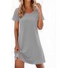 image:imageEkouaer Cotton Nightgowns for Women Soft Sleep Shirt with Pocket Short Sleeve Crewneck Nightshirts SXXLLight Grey