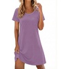 image:imageEkouaer Cotton Nightgowns for Women Soft Sleep Shirt with Pocket Short Sleeve Crewneck Nightshirts SXXLLilac