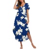 image:imageEkouaer Long Nightgowns for Women Button Night Gowns Short Sleeve Sleepwear Full Length Sleep Shirts With Pockets S2XLFlower Navy Blue
