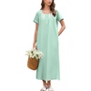 image:imageEkouaer Long Nightgowns for Women Cotton Nightgown Short Sleeve Sleepdress with Pockets Full Length SleepshirtLight Green
