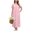 image:imageEkouaer Long Nightgowns for Women Cotton Nightgown Short Sleeve Sleepdress with Pockets Full Length SleepshirtPink