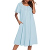 image:imageEkouaer Moo Moos for Women House Dress with Pockets Short Sleeve Mumu Dress Button Down Nightgown Soft Sleepwear SXXXLPale Blue