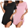 image:imageEkouaer Nightgowns for Women 2 Pack Bamboo Viscose Sleep Shirts Short Sleeve Nightshirt Comfy Sleepdress Soft SleepwearBlackPink