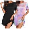 image:imageEkouaer Nightgowns for Women 2 Pack Bamboo Viscose Sleep Shirts Short Sleeve Nightshirt Comfy Sleepdress Soft SleepwearBlackTie Dye Pink