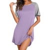 image:imageEkouaer Nightgowns for Women Bamboo Viscose Night Gown Short Sleeve Sleep Shirt Cooling Nightshirt Soft Sleepwear SXXXLLilac
