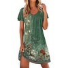image:imageEkouaer Nightgowns for Women Short Sleeve Sleep Shirts Pleated Night Dress V Neck Night Shirts Soft House DressGreen Floral