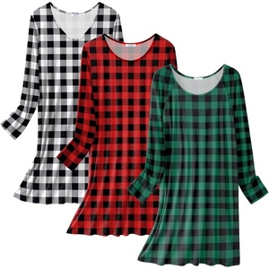 image:imageEkouaer 3 Pack Womens Nightgowns Long Sleeve Sleep Shirts Comfy Soft Nightshirt Women Pajama Sleep Dress Cute SleepwearRed Plaid green Plaid white Plaid