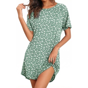 image:imageEkouaer Nightgowns for Women Bamboo Viscose Night Gown Short Sleeve Sleep Shirt Cooling Nightshirt Soft Sleepwear SXXXLGreen Floral