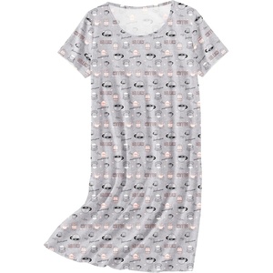 image:imageEkouaer Nightgowns for Women Cotton Sleepshirts Short Sleeve Nightshirt Tshirt Night Gown Casual Sleepdress Comfy NightdressGrey Coffee