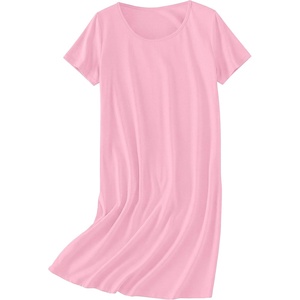 image:imageEkouaer Nightgowns for Women Cotton Sleepshirts Short Sleeve Nightshirt Tshirt Night Gown Casual Sleepdress Comfy NightdressLight Pink