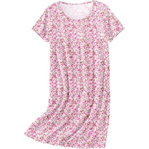 image:imageEkouaer Nightgowns for Women Cotton Sleepshirts Short Sleeve Nightshirt Tshirt Night Gown Casual Sleepdress Comfy NightdressPink Floral