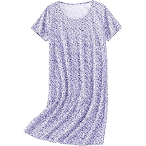 image:imageEkouaer Nightgowns for Women Cotton Sleepshirts Short Sleeve Nightshirt Tshirt Night Gown Casual Sleepdress Comfy NightdressPurple Floral