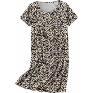 image:imageEkouaer Nightgowns for Women Cotton Sleepshirts Short Sleeve Nightshirt Tshirt Night Gown Casual Sleepdress Comfy NightdressWhite Bird