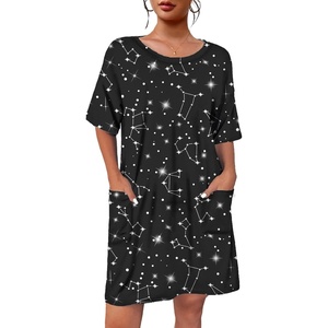 image:imageEkouaer Sleep Shirts for Women Nightgown Short Sleeves T shirt Night Dress Round Neck Womans Nightgown with Pocket SXXLBlack Star