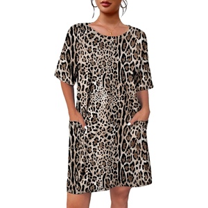 image:imageEkouaer Sleep Shirts for Women Nightgown Short Sleeves T shirt Night Dress Round Neck Womans Nightgown with Pocket SXXLLeopard
