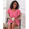 image:imageEkouaer 2 Pack Womens Nightgown Short Sleeve Nightshirts Comfy Soft Pajama Sleep DressApricot Cherry Teddypink Cherry